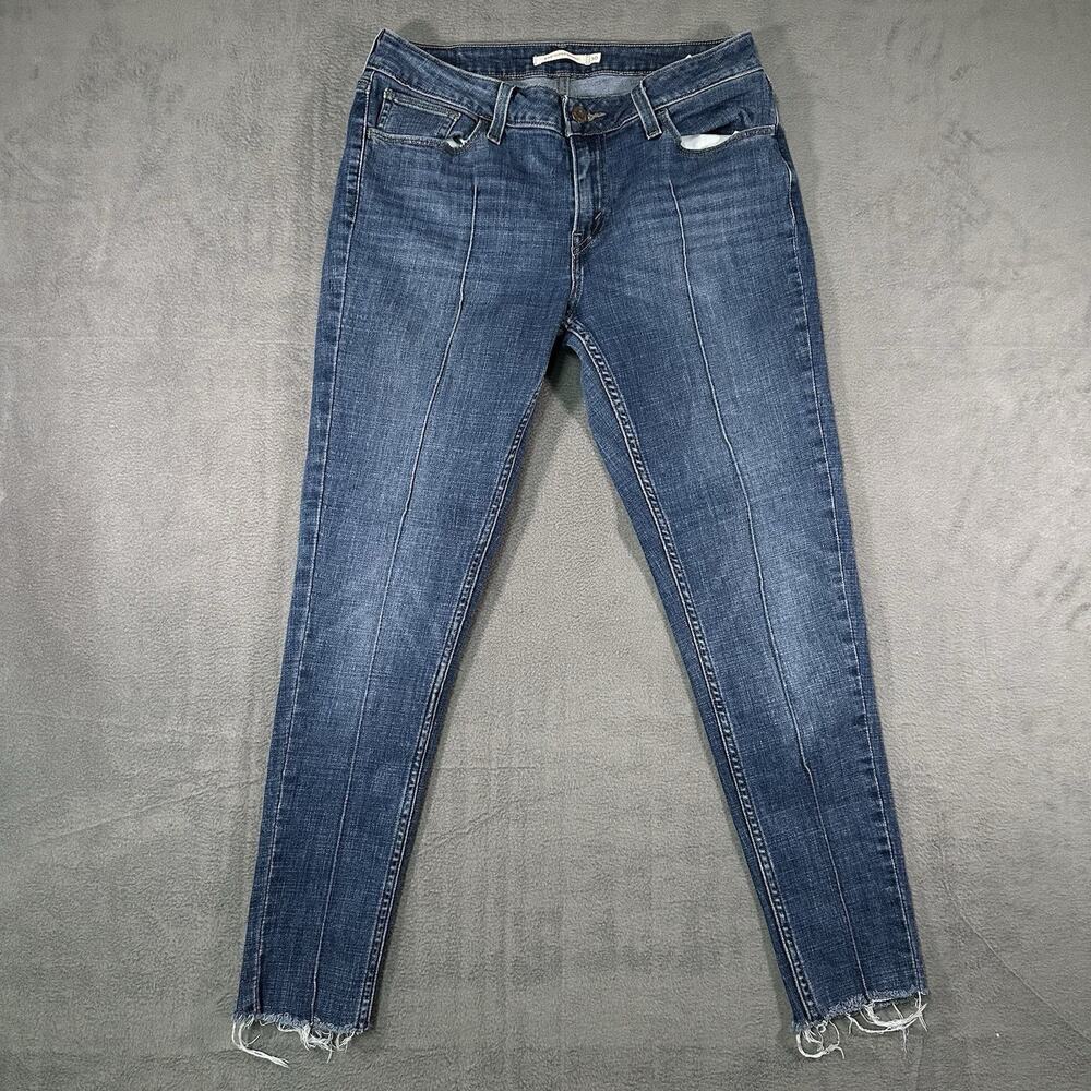 Levi’s 535 Super Skinny Jeans Blue Women’s Size 30 Denim Mid Rise Distressed
